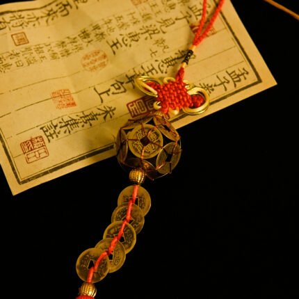 Kismet Copper Coin Ball & Gourd Chinese Knot Pendant