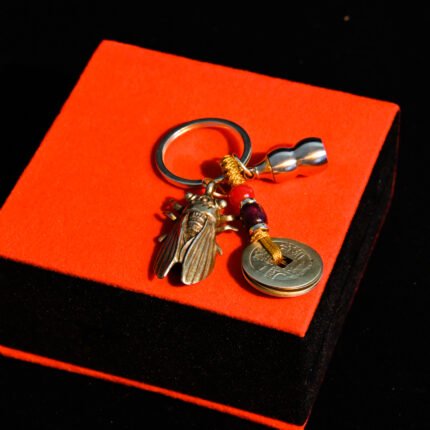 Kismet Brass Cicada Amulet Keychain